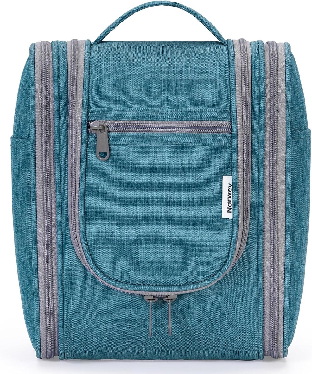 SnelShoppen - Hanging Travel Makeup Cosmetic Toiletry Bag voor Vrouwen, Meisjes en Kinderen - Medium - Petrol Blauw - 28x25,5x13 cm - Perfect voor Vak