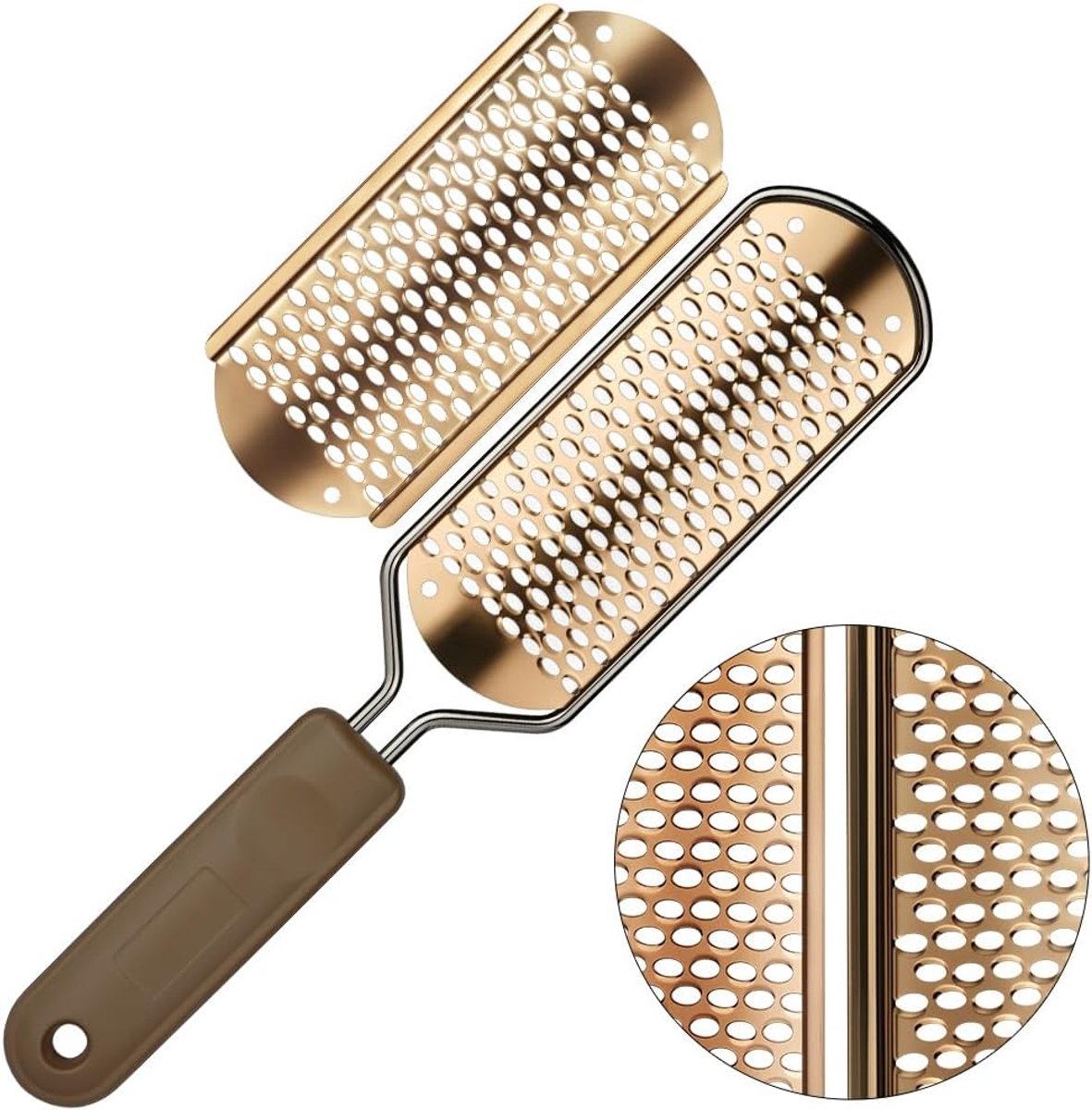 SnelShoppen - Callus Remover, Callus Grater, Pedicure Voetvijl, RVS Voetvijl voor Dode Huid, Roze Goud, Dubbele Voetverzorging File