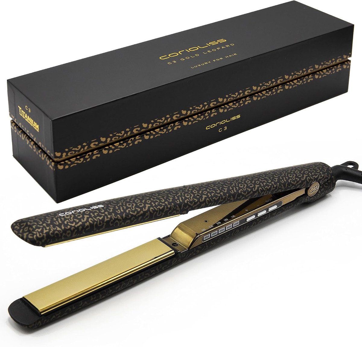 SnelShoppen - Professionele Stijltang met Extra Lange Titanium Platen | Perfect voor Steilen en Golven | Tot 235° | Ionisch en Antifrizz in Luipaard G