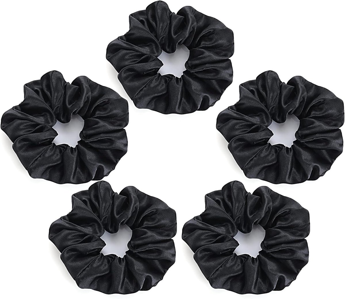 Thijox - 5 Stuks Satijnen Haar Scrunchies voor Vrouwen - Zachte Elastische Haarbanden voor Paardenstaart - Perfect voor Dikke en Dunne Haarsoorten - H