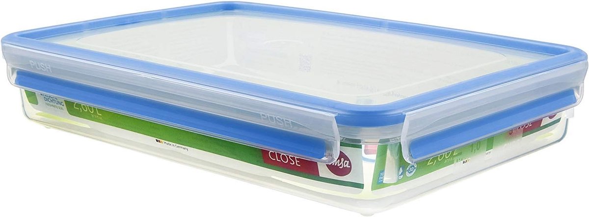 Thijox - Rechthoekige Vershouddoos 2,6 Liter met Deksel | Transparant Blauw | Ideaal voor Groenten, Fruit, Keuken, Camping en Bewaren