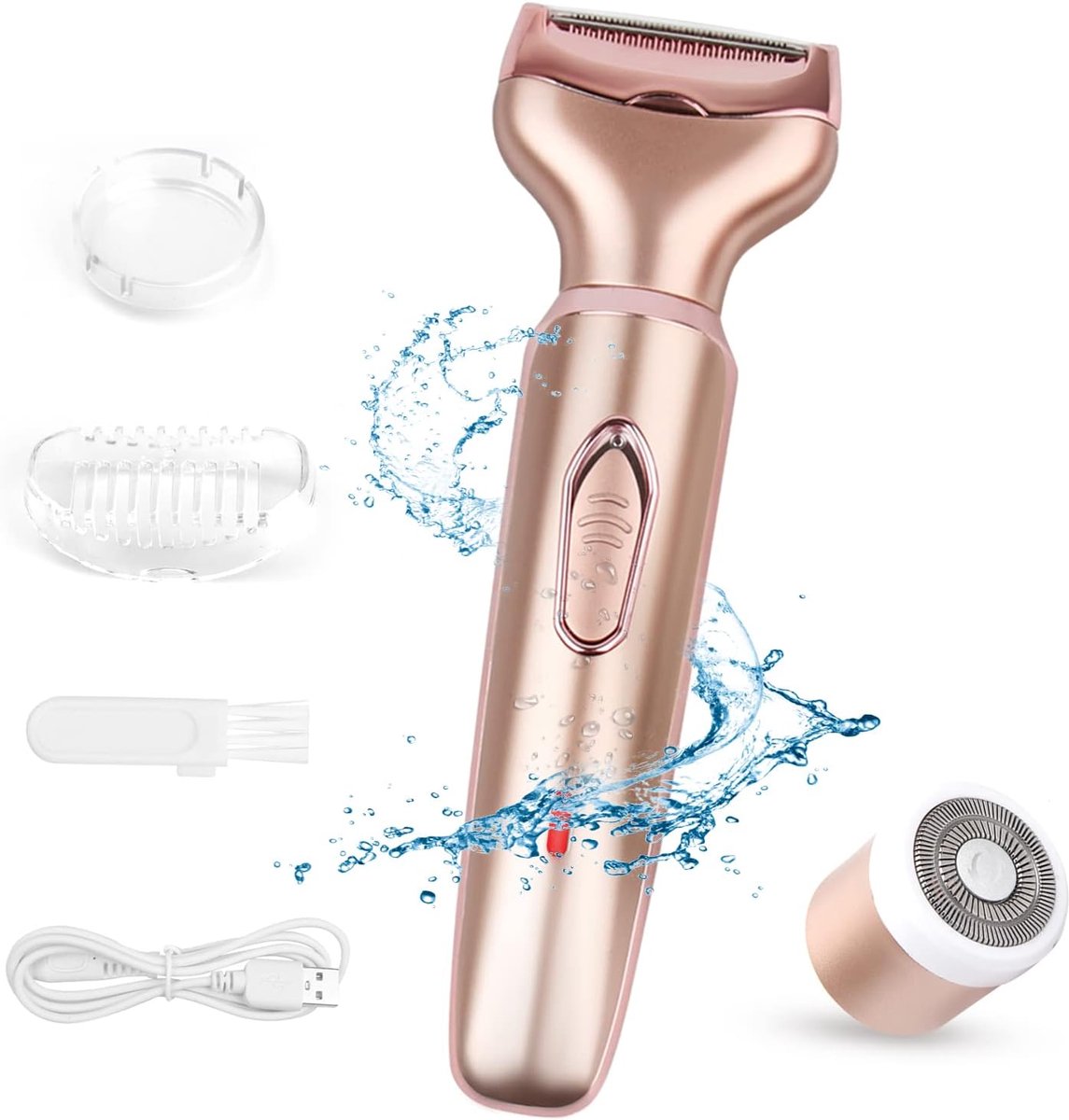 Thijox - Elektrisch Scheerapparaat Dames 2 in 1 voor Gezicht, Wenkbrauw, Lip, Neus, Benen, Onderarm, Bikini - USB Opladen, Compact en Lichtgewicht