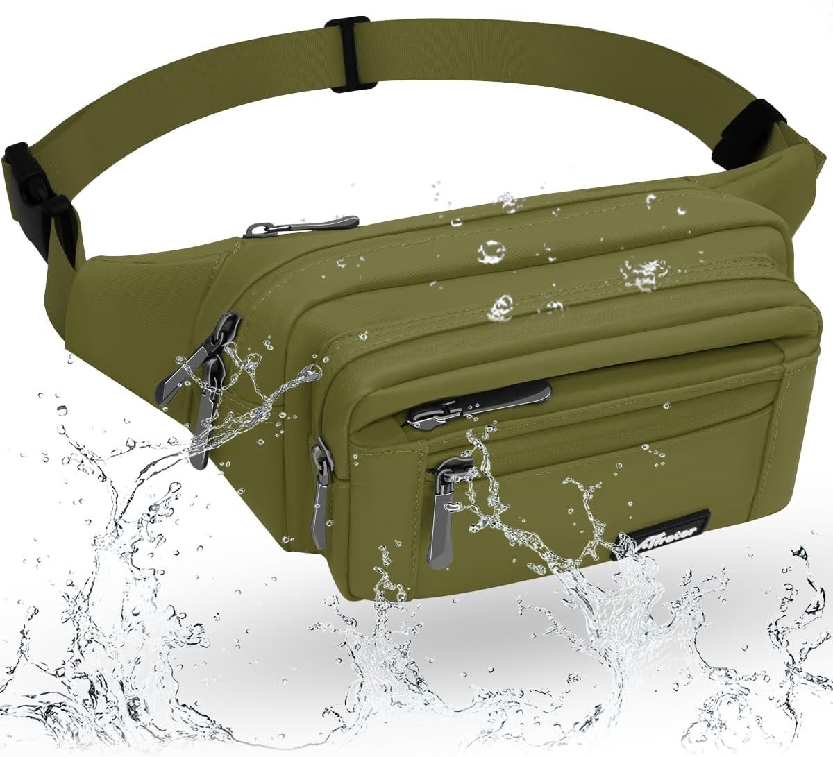 Thijox - Unisex Heuptas - Reisaccessoire voor Outdoor, Sport en Vrije Tijd - Robuuste Nek Stash met 4 Ritssluitingen - A-groen - Einheitsgröße