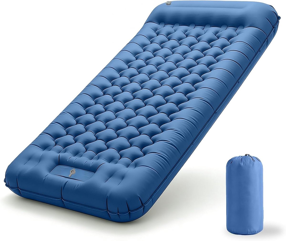 Thijox - Opblaasbaar Matras Extra Dik en Breed - Campingmatras met Voetpomp - Licht en Duurzaam - Ideaal voor Outdoor, Kamperen, Logeren - Blauw