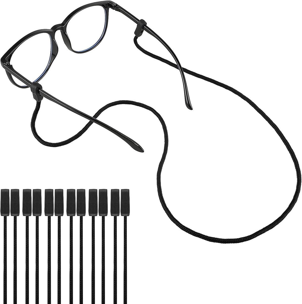 Thijox - 6 Stuks Universele Brillenkoord, Siliconen Brilhouder, Brillenband voor Sport en Zonnebril, Geschikt voor Heren en Dames, 75 cm, Zonder Staar
