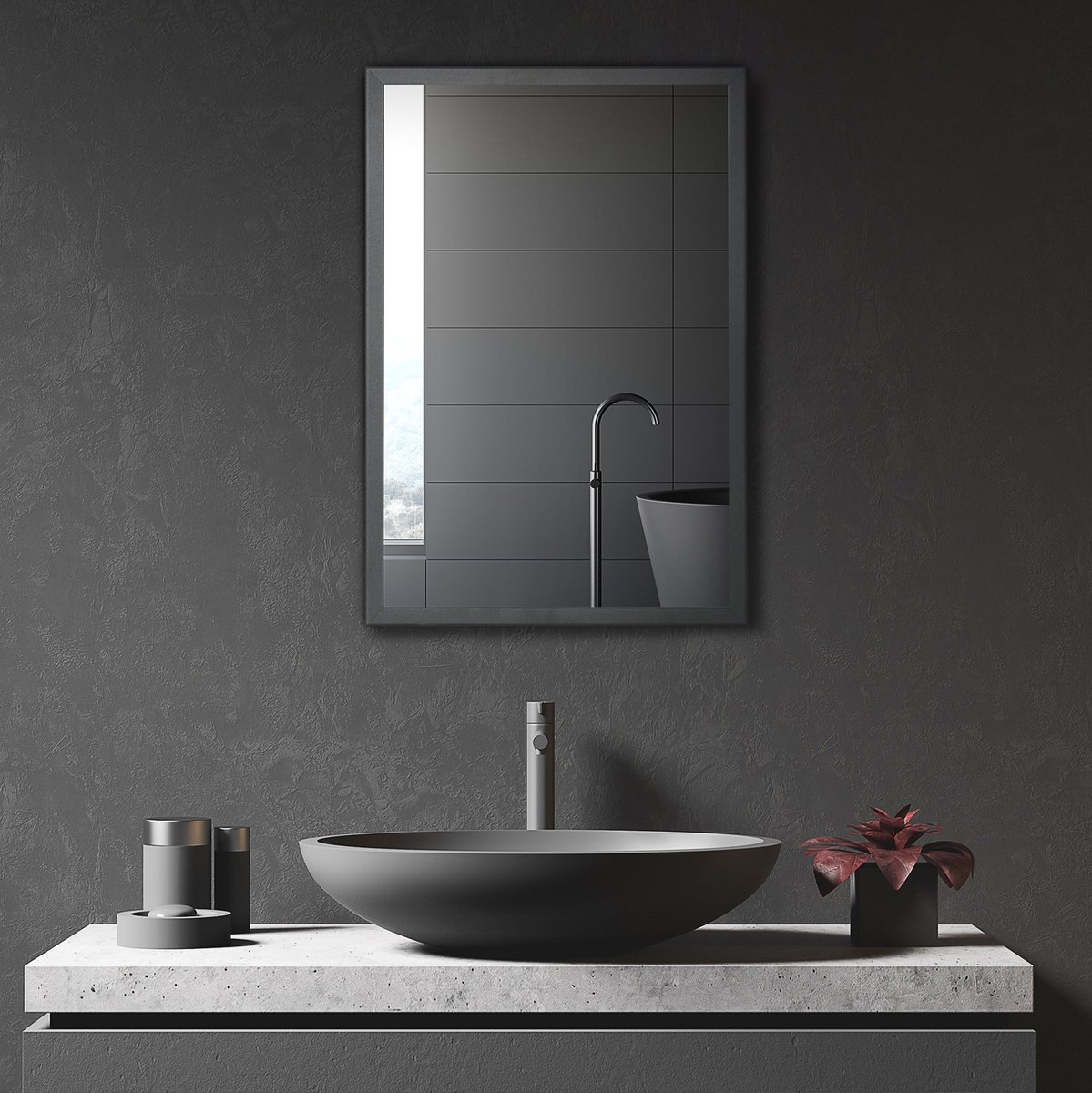 MEUNIQ Spiegelkast badkamer 40 x 12 x 60 cm met spiegeldeur en 3 verstelbare opbergvakken,