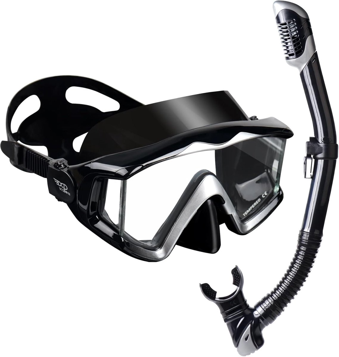 Thijox - Pano 3 Duikmasker voor Volwassenen, Anti-condens Snorkelmasker met Gehard Glas, Geen Lekkage, Zwembril met Neusafdekking voor Snorkelen, Free