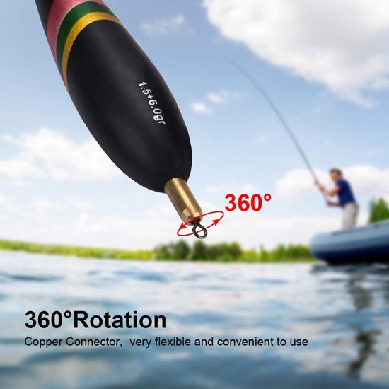 SnelShoppen - Fishing Floats Coarse Fishing Floats 3 Stuks, Gewogen Waggler Floats 1.5 + 6g, 1.5 + 5g, 1.5 + 4g, Perfect voor Recreatief Vissen — afbeelding 3