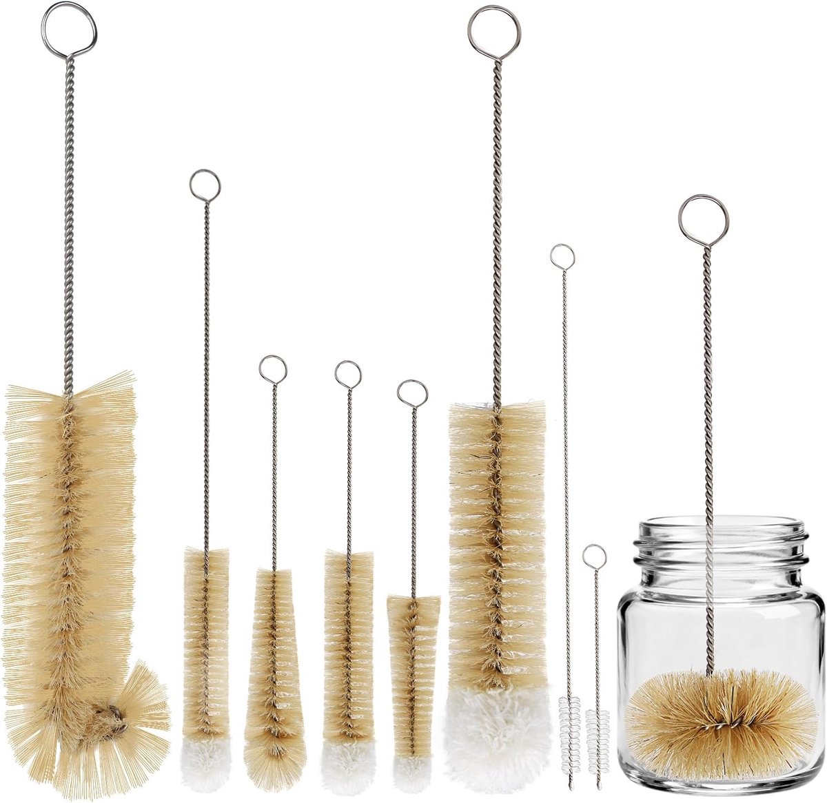 SnelShoppen - Set van 9 Flessenborstels voor het Reinigen van Lange Flessen, Babyflessen, Bekers, Glazen, Rietjes, Thermosflessen en Diverse Container