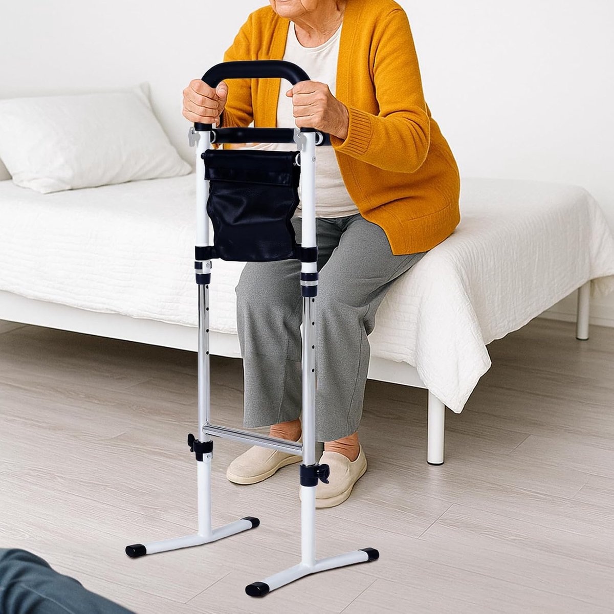 SnelShoppen - Bed Stand Aid, Verstelbare Bedsteun met 5 Hoogte-instellingen, Tot 150 kg, Ideaal voor Ouderen en Personen met Beperkingen, Ondersteunin