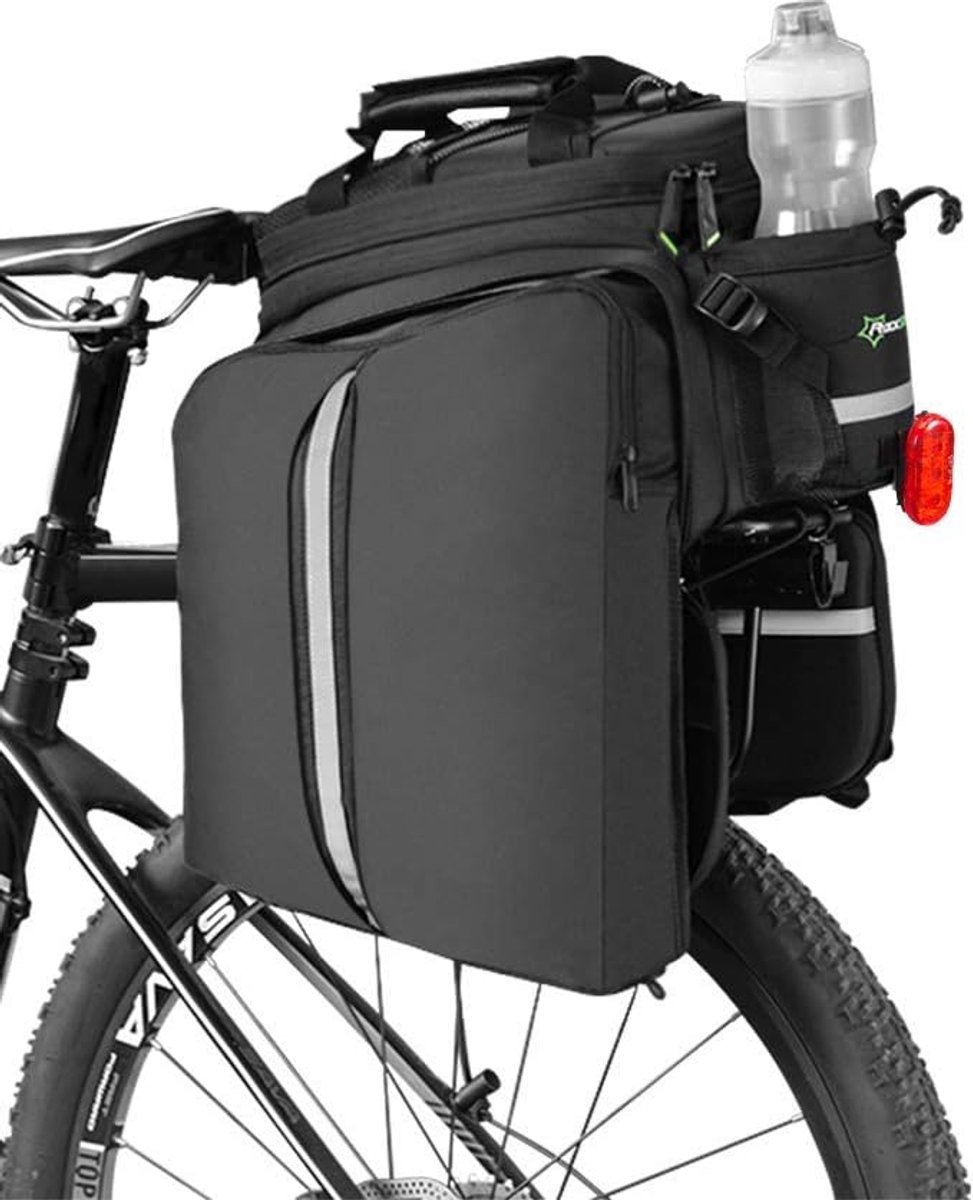 SnelShoppen - Waterdichte Fietstassen voor Bagagedragers met Regenhoes, Transporttas 10-35L, Zwart, EVA + 210D Nylon, Ideaal voor Fietsen, Camping en
