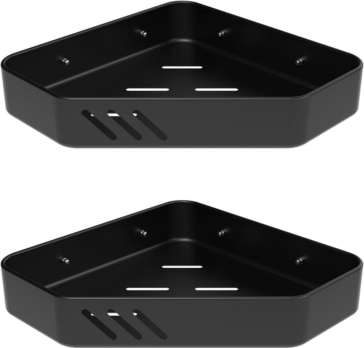 Thijox - Doucheplank zonder boren - Hoekrek voor shampoos en douchegels - Wandmontage - 2 stuks - Zwart - Perfect voor badkamerorganisatie