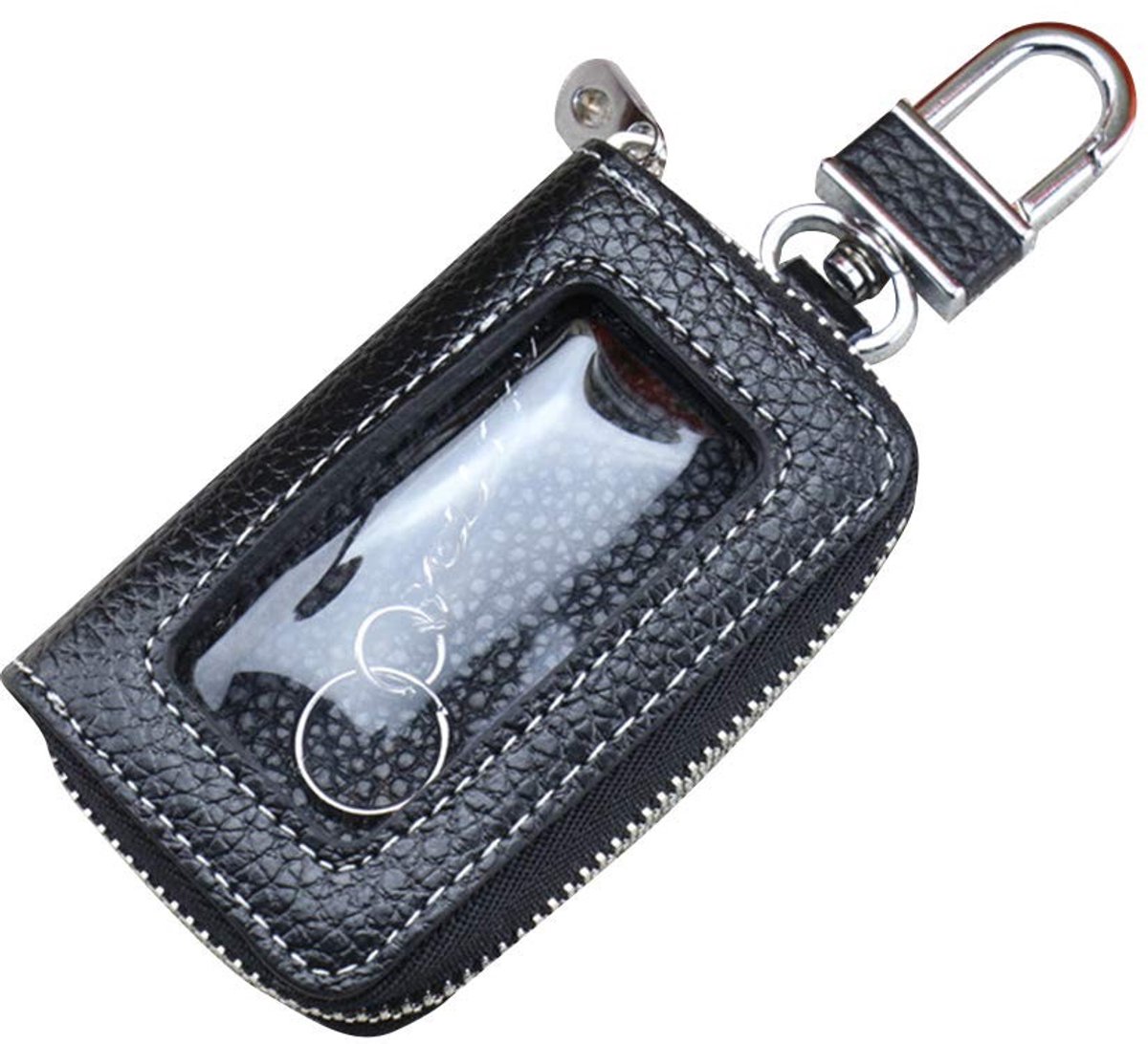 Dailygoods- Autosleutelhoes Rundleer - Antidiefstal - Sleutelhanger - Afstandsbediening - 8x5x2cm - Hoogwaardige Kwaliteit - Sleuteltas