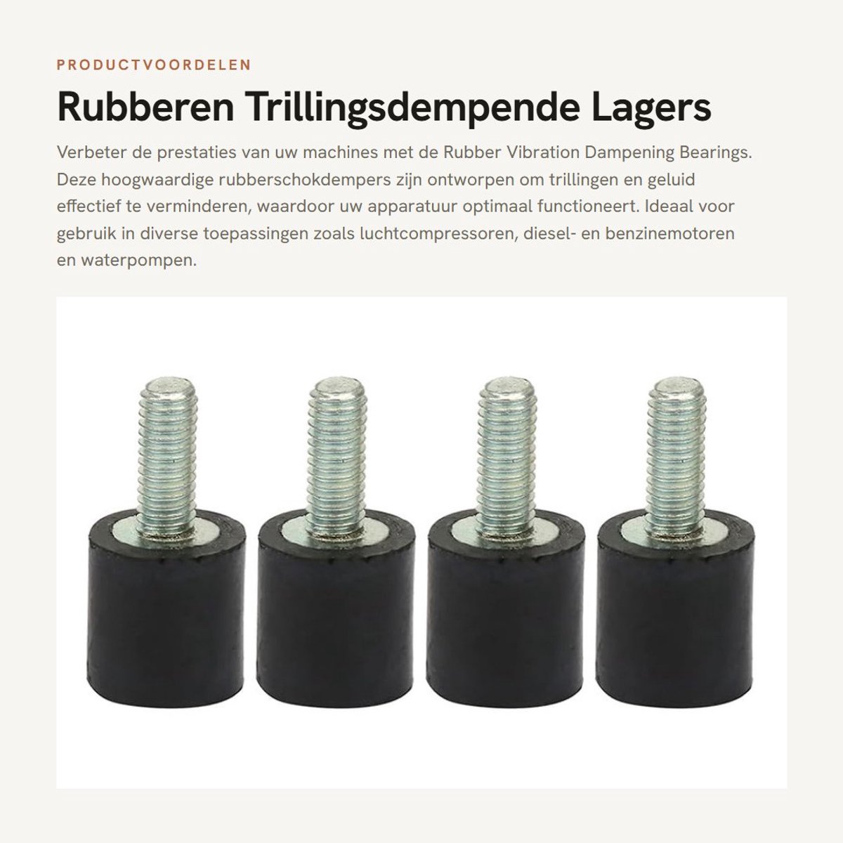 Dailygoods- Trillingsdempende Lagers 4 Stuks - Antitrilling - Rubberen/Metalen - Bouten M3/M5/M6 - Compact Formaat - Vermijdt Interferentie