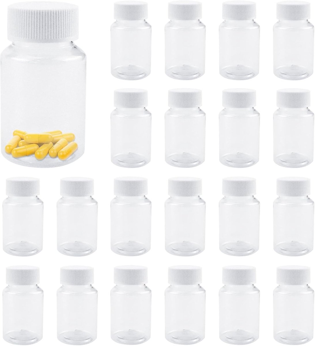 Navulbare lege flessen 80 ml - Ronde pillendoosjes en plastic reisflessen voor vloeistoffen en poeders - 30 stuks transparante flessen met sluitingen