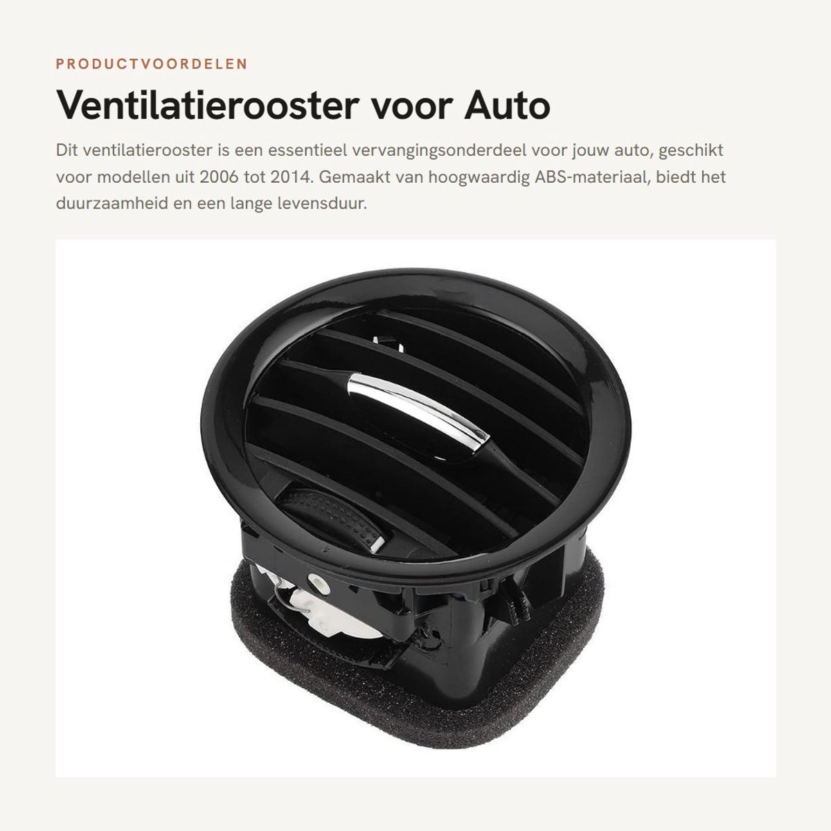 Dailygoods- Ventilatierooster Hoogwaardig ABS - Vervanging 13203702 - Geschikt voor D 2006-2014 - Eenvoudig te installeren - Duurzaam - Roestvrij - Dashboardrooster