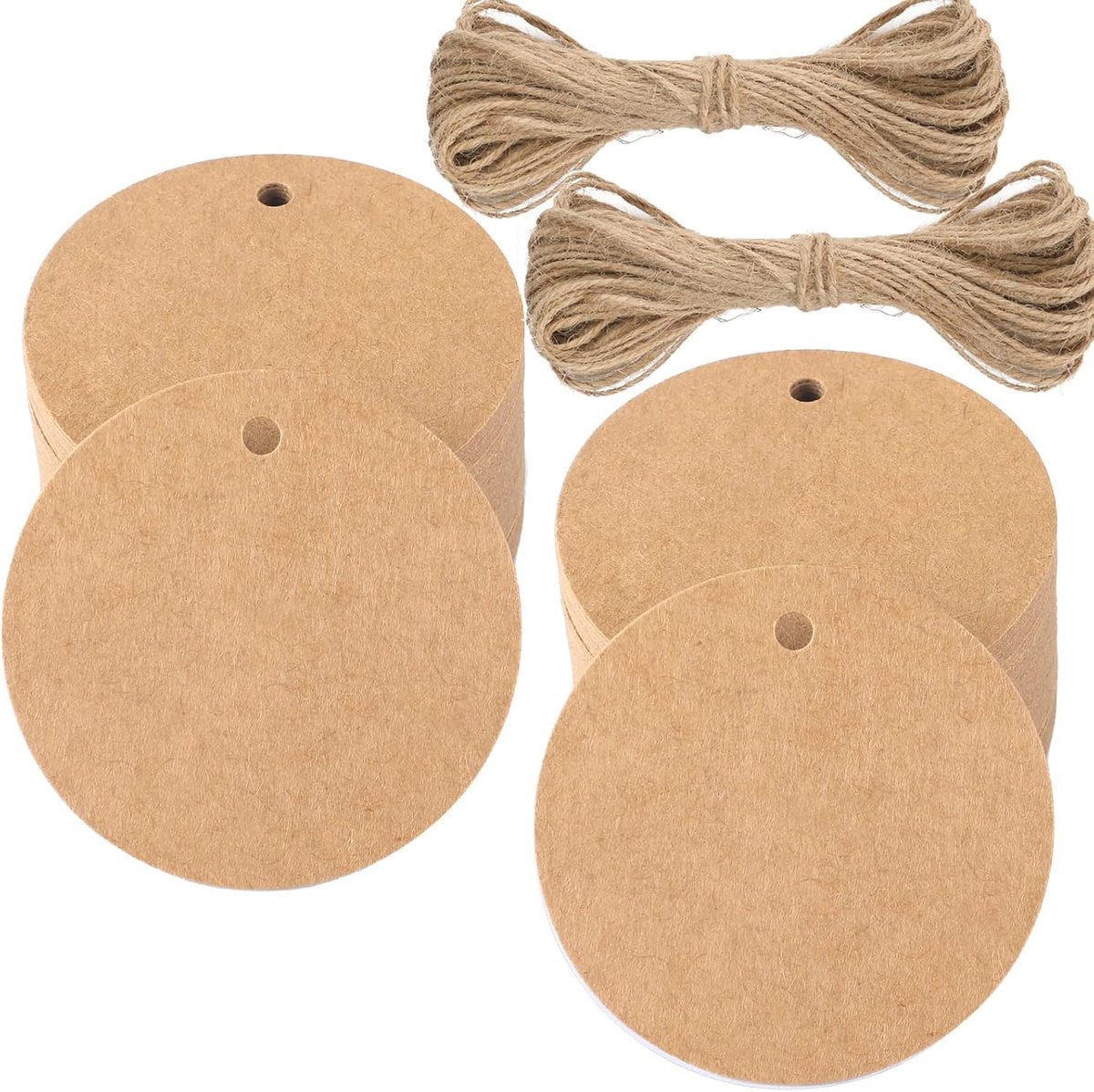 Cadeauhangers Bruin - Labels Kraftpapier - Decoratie Projecten - Natuurlijk Materiaal - 100 Stuks - Bruin