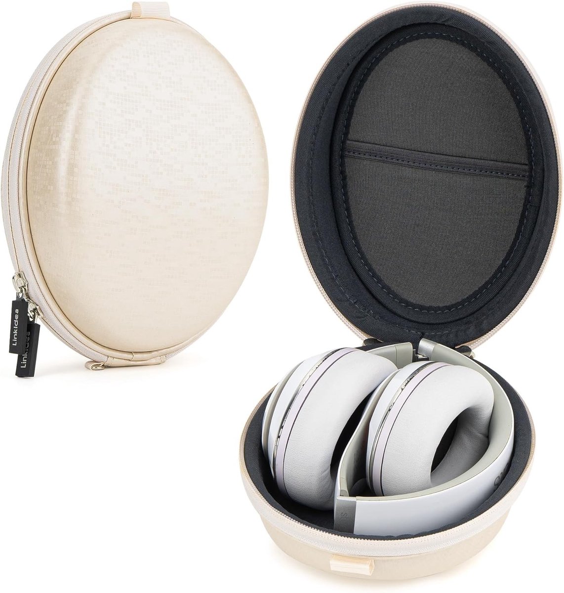 Draagtas voor Hoofdtelefoons, Geschikt voor Beats Studio3.0, Skullcandy Crusher ANC, Vouwbare Beschermende Hard Shell Reiszak (Matte Goud)
