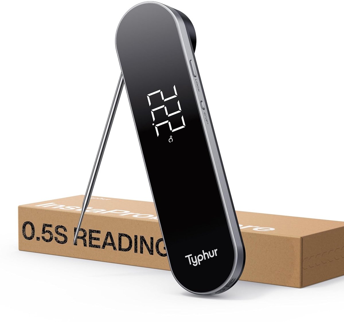 Thijox - Professionele vleesthermometer met directe weergave, IP67 waterdicht, NIST & NSF-gecertificeerd, 0,5 seconden meting, 180° draaischerm, perfe