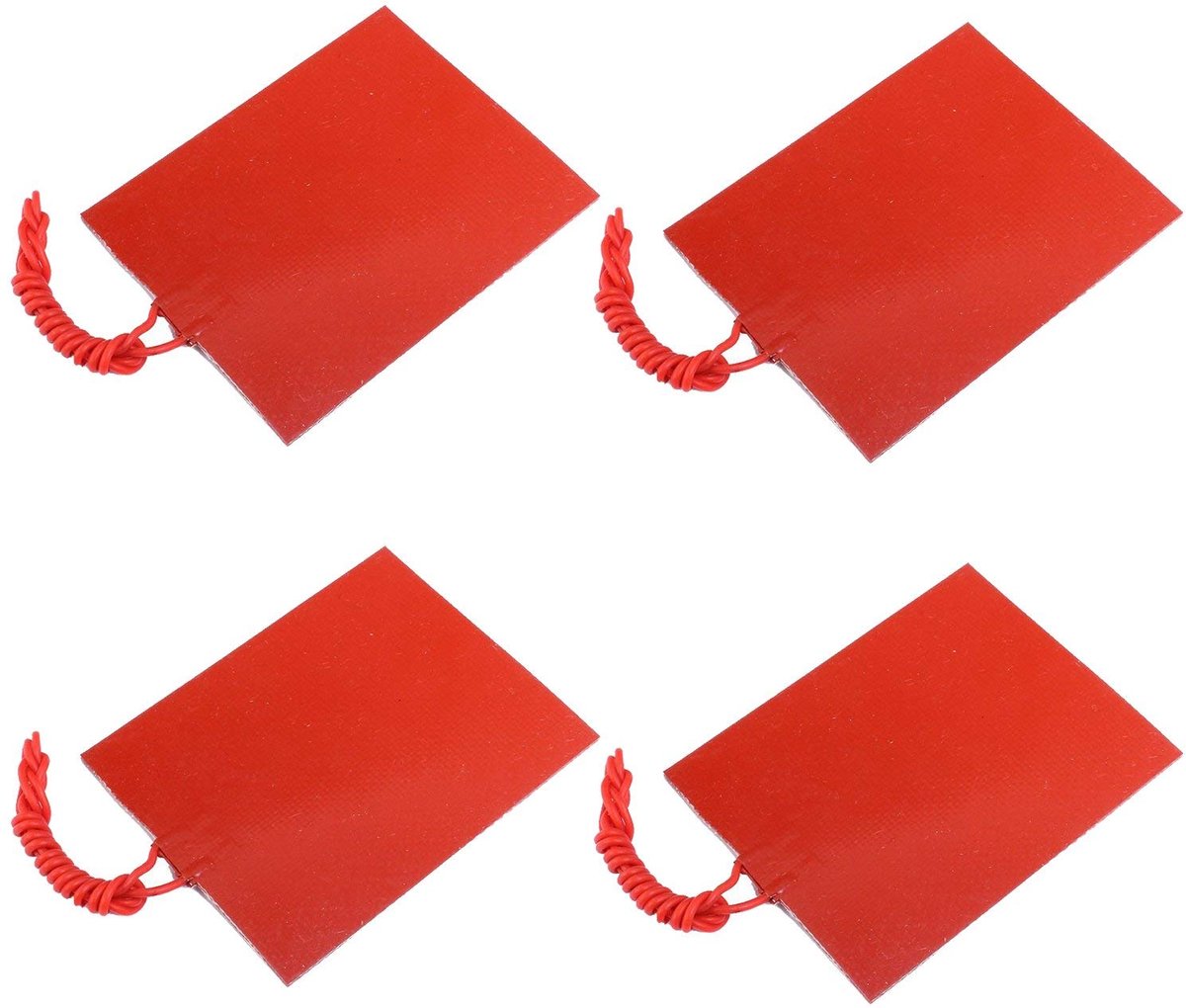 SnelShoppen - Pack van 4 Silicone Verwarmingsmatten Rubber Verwarmingsplaat 12V 25W Elektrische Dekens Flexibele Mat Constant Temperatuur 80 x 100mm v