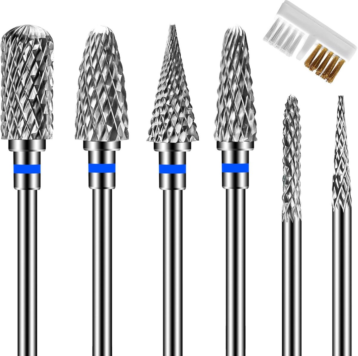 Thijox - Lermende Bits voor Nagelfrees 6 Stuks - Hardmetaal Nagelfrees Bits voor Gelnagels, Acrylnagels en Natuurlijke Nagels - Middelgrote Nagelbits