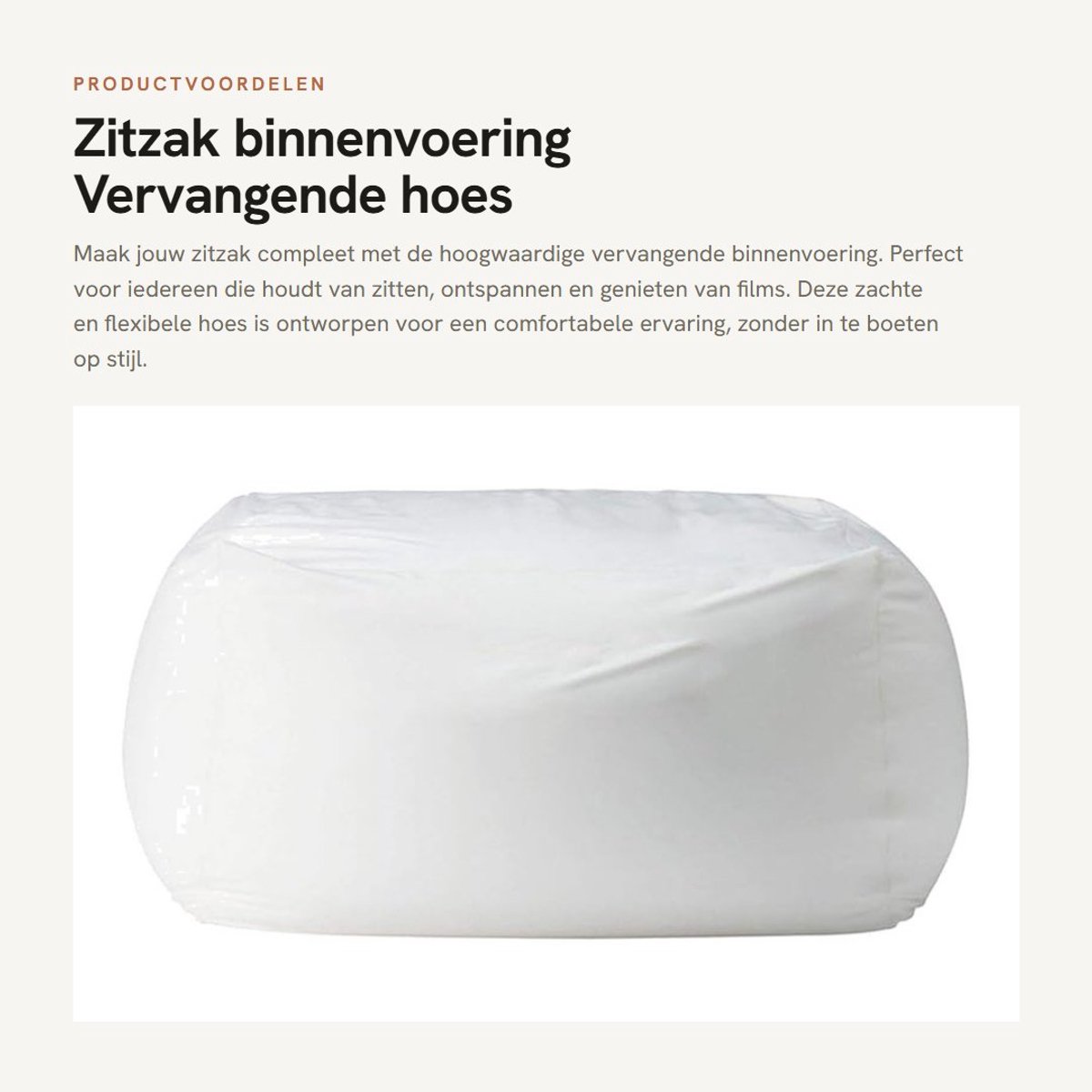 Dailygoods- Zitzak Binnenvoering Vervangend - Zachte/Stof - Ritssluiting - Duurzaam - Vlekbestendig - Gemakkelijk Schoon te Maken