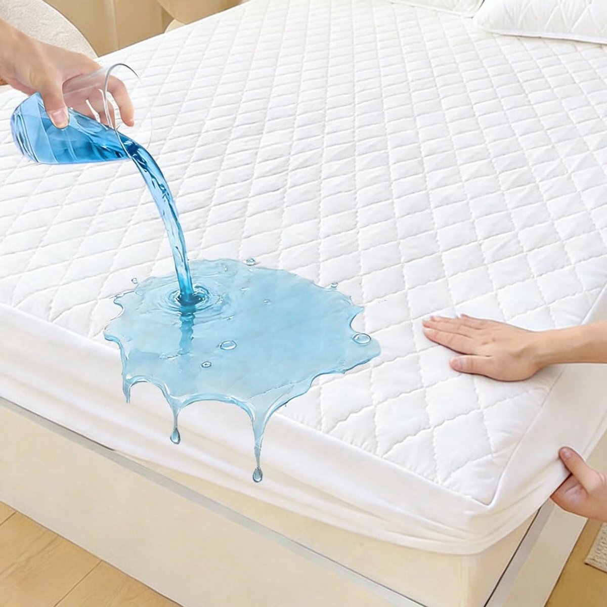 Thijox - Waterdichte Matrasbeschermer 90 x 200 cm - Ademende Vochtbescherming - Ideaal voor Matrasbescherming, Spanlakens voor 4-28 cm Breedte, Geschi