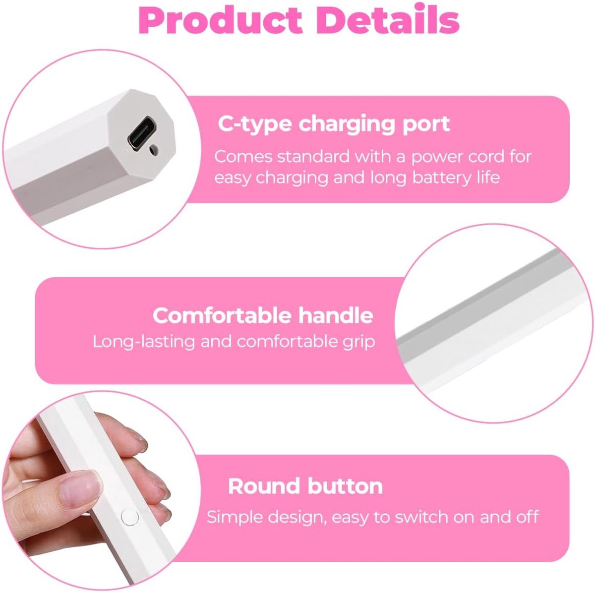 Thijox - Mini UV-lamp voor nagels, Oplaadbare LED-lamp voor Gelnagels met Standaard, 20s/60s Tijdinstellingen, Draagbare Nagelverzorging, Ideaal voor — cadeau in Verzorging - foto 5