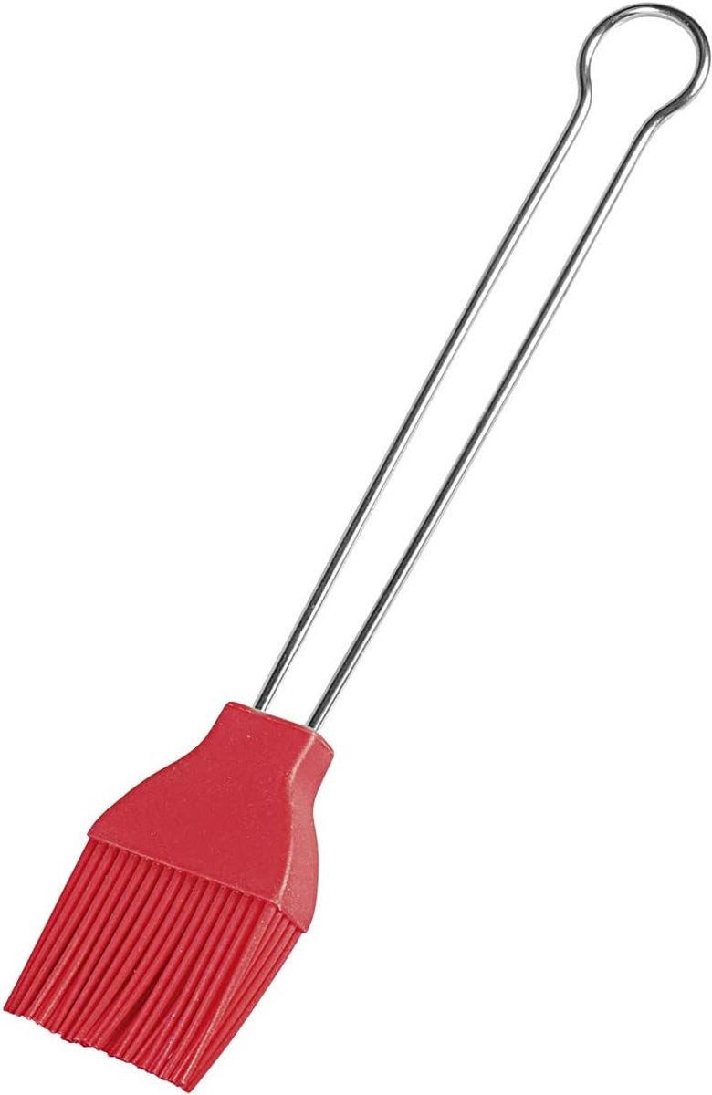 Thijox - Braad- en Bakborstel 22 cm - Siliconen/RVS - Rood/Zilver - Keuken Gadget voor Grillen, Bakken en Barbecueën