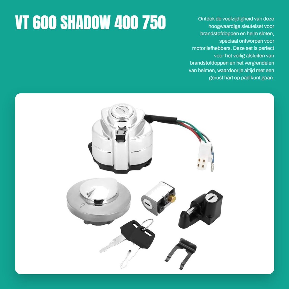 Dailygoods- Ontstekingsschakelaar Perfecte Pasvorm - Contactslot - Stuurslot - Tankdopslot - Sleutelset - Lichtgewicht 660 g