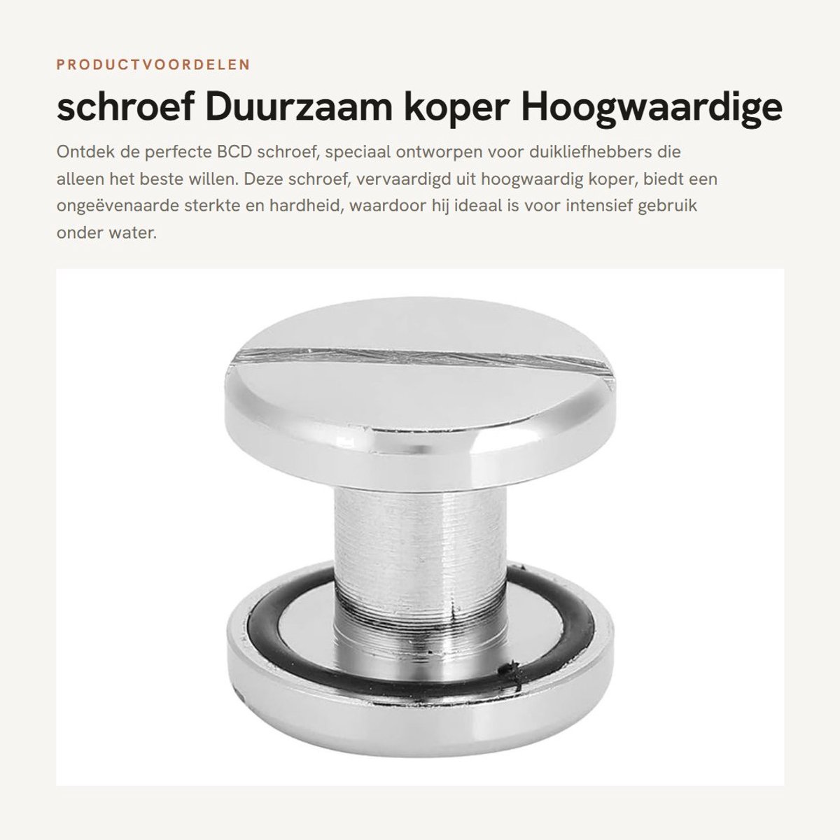 Dailygoods- Schroef Hoogwaardig Koper - Duurzaam - Duikaccessoires - BCD Schroef - 1,4 x 1,9 cm - Niet Gemakkelijk te Vervormen - Duikschroef