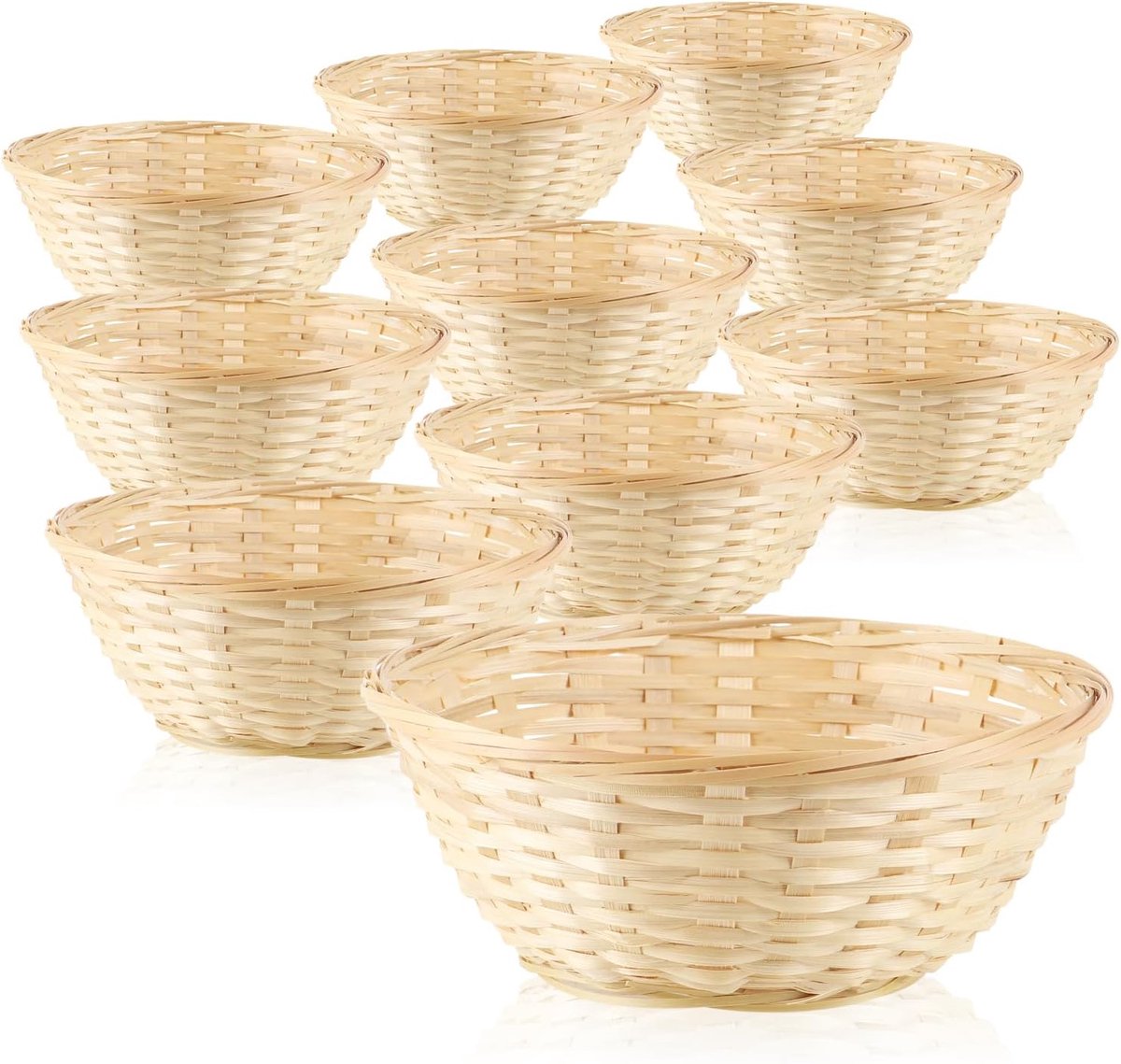 Thijox - 10x Raffia Manden Lichtbruin voor Decoratie - Paasdecoratie, Paasnest, Mand voor Paaseieren, Broodjes, Snacks en Sleutels