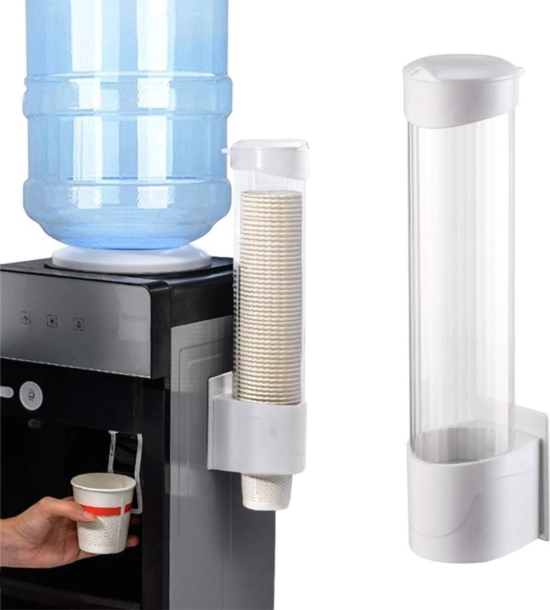 Dailygoods- Bekerdispenser Wandmontage - Kartonnen Bekerhouder - Papieren/Plastic Bekerdispenser - 50-70 Bekers - Duurzaam ABS/PC - 37,5 cm Lang
