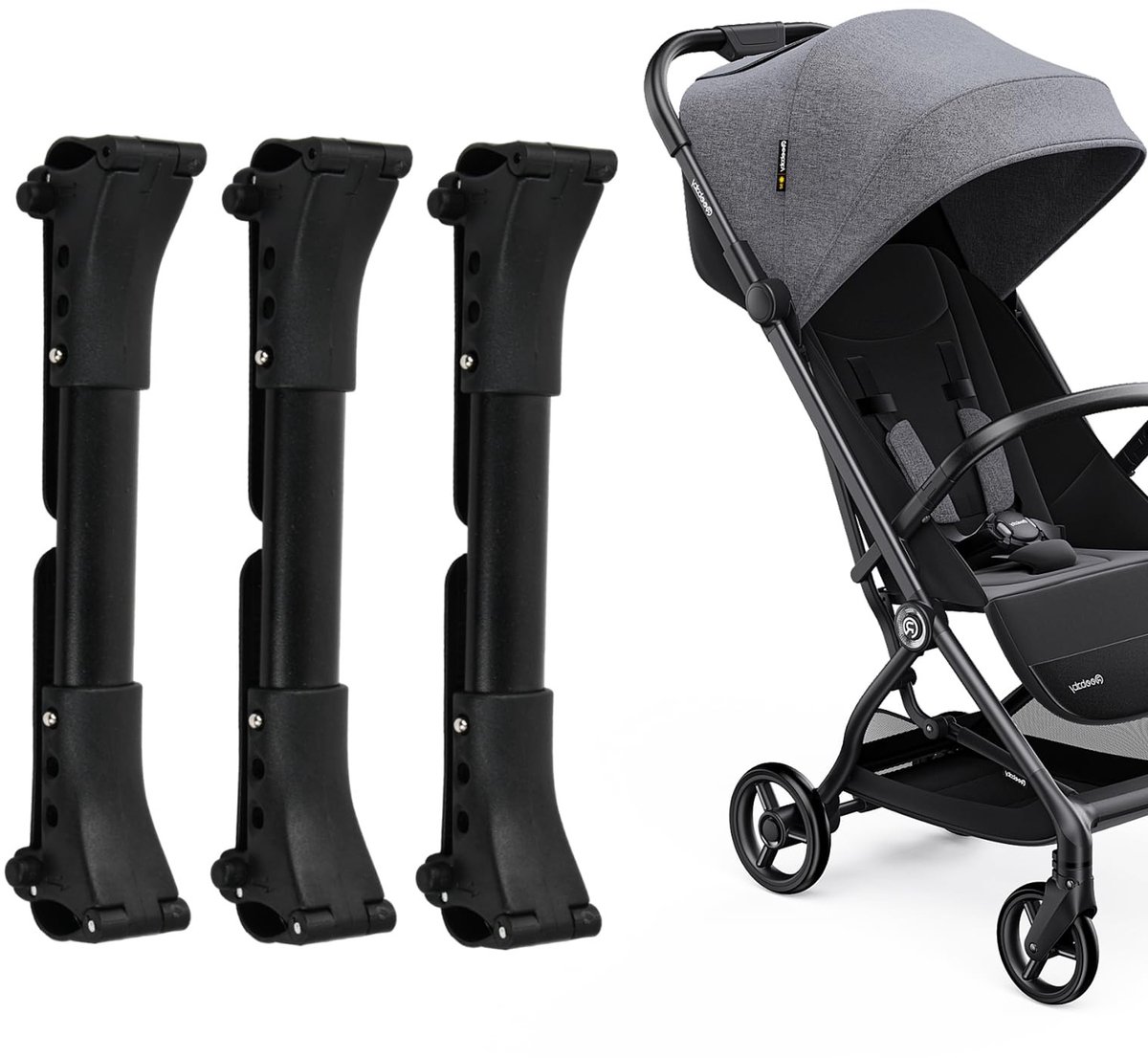 Dailygoods- Verbindingsset voor kinderwagens - 3 Stuks - Dubbele kinderwagenverbindingen - Veiligheidsverbinders - Verstelbare vergrendelingsknop - Geschikt voor themaparken - Kinderwagenconnector