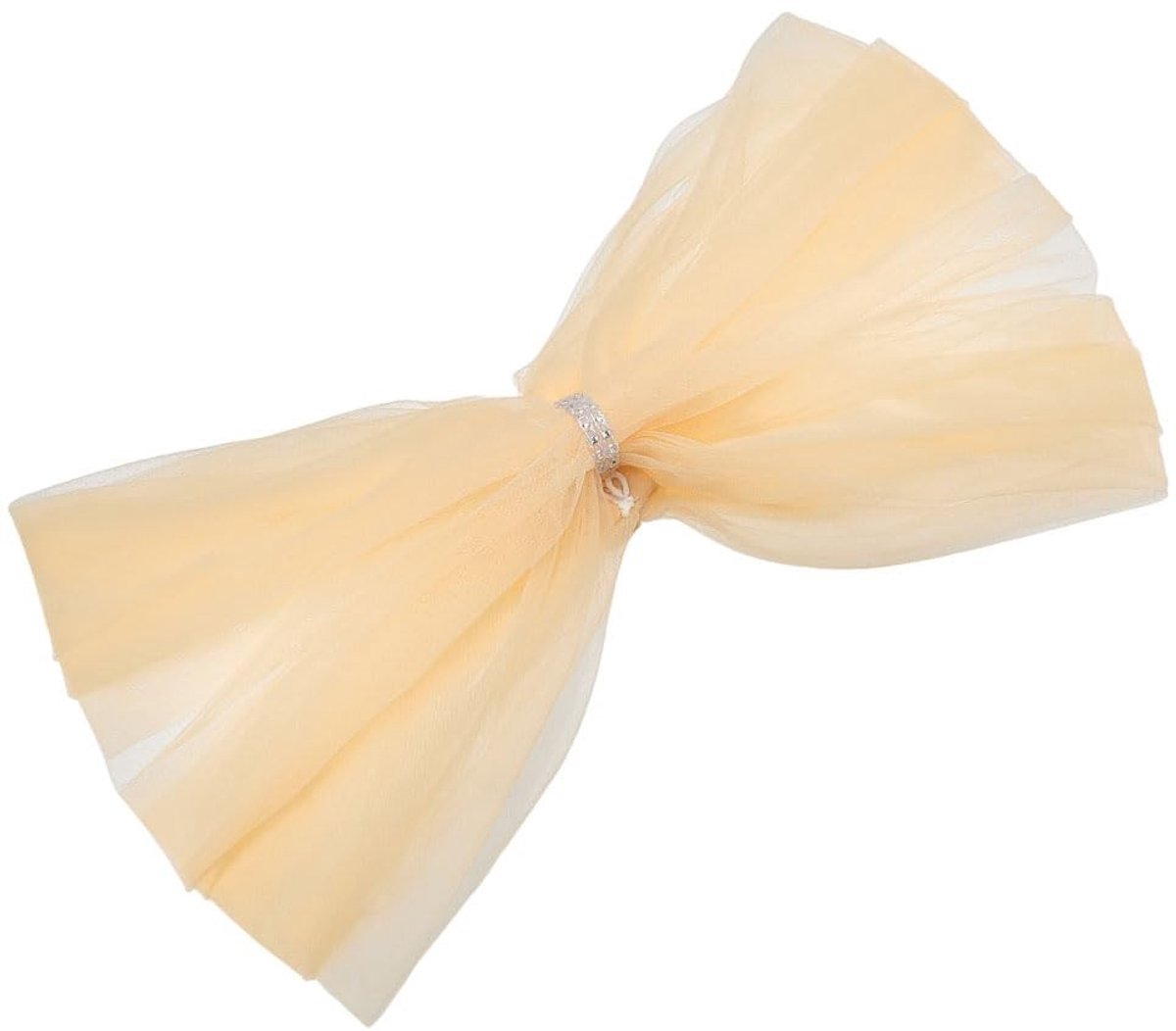 Dailygoods- Bruidssjaal 95 cm - Tule Sjaal - beige Netmateriaal - Wit Kant - Strassteentjes - Ademend en Huidvriendelijk
