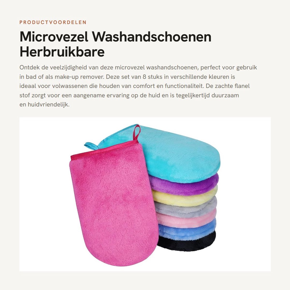Dailygoods- Washandschoenen 8 stuks - Microvezel - Zacht - Herbruikbaar - Onderhoudsvriendelijk - 15 x 21 cm - Make-updoekjes