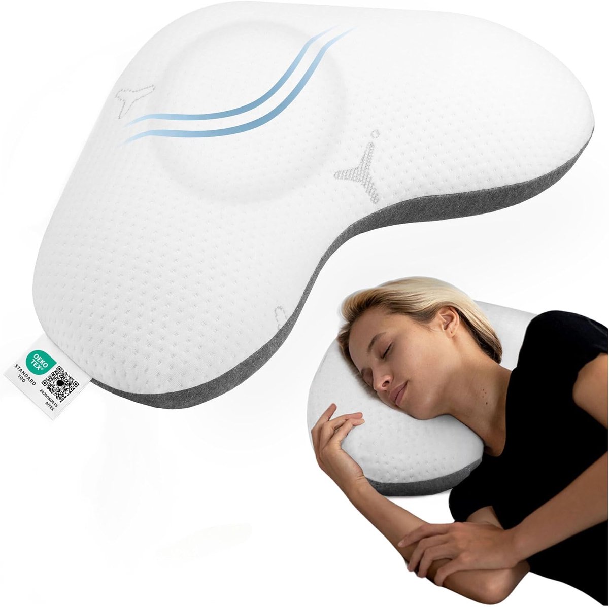 SnelShoppen - Ergonomisch Zijslaapkussen met Intense-technologie, Traagschuim Hoofdkussen voor Rustige Slaap, Neksteunkussen Geschikt voor Allergieën,