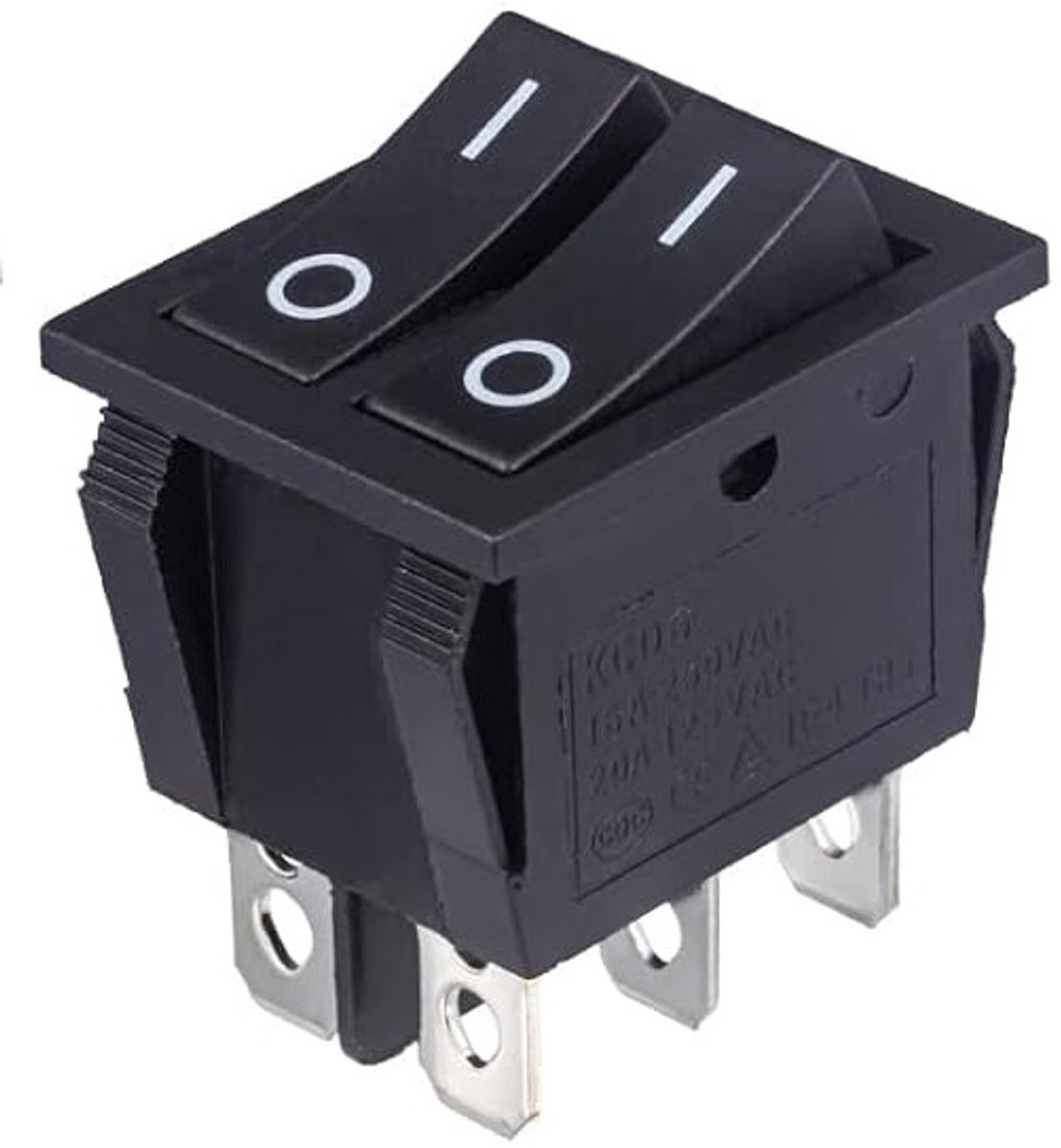28x22 mm dubbele tuimelschakelaar 6 ampère - 250 volt on/off schakelaar - wipschakelaar - gmp