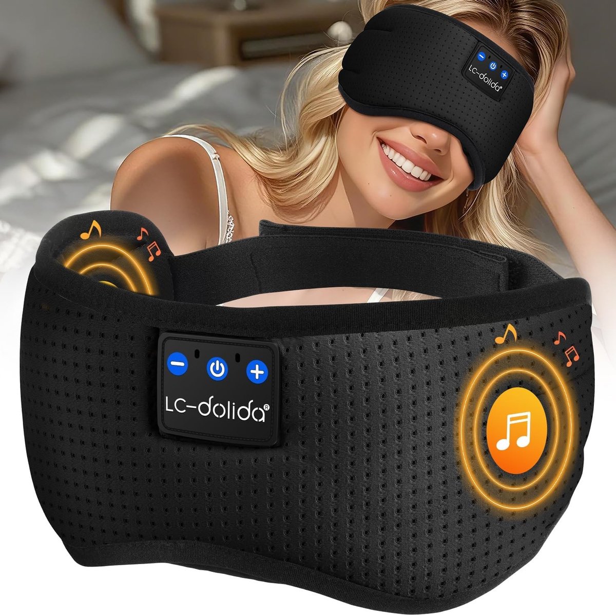Draadloos Slaapmasker met Bluetooth, Ingebouwde Speakers en Microfoon voor Diepe Slaap, Reizen, Yoga en Meditatie, Ademend en Wasbaar Slaapaccessoire