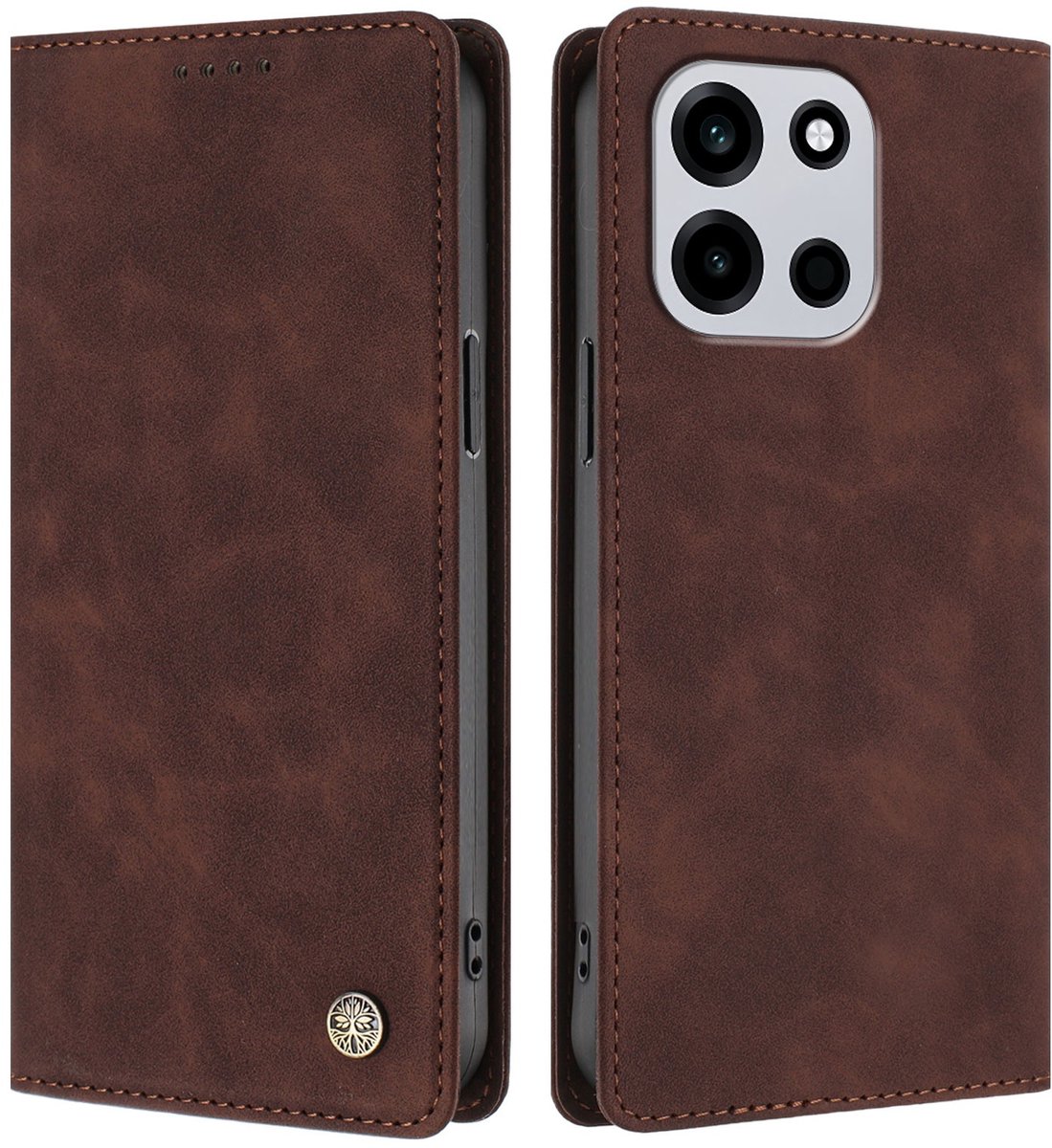 Coverup Hoesje - Geschikt voor OnePlus Nord 6 Hoesje - Coverup Classic Book Case - Bruin