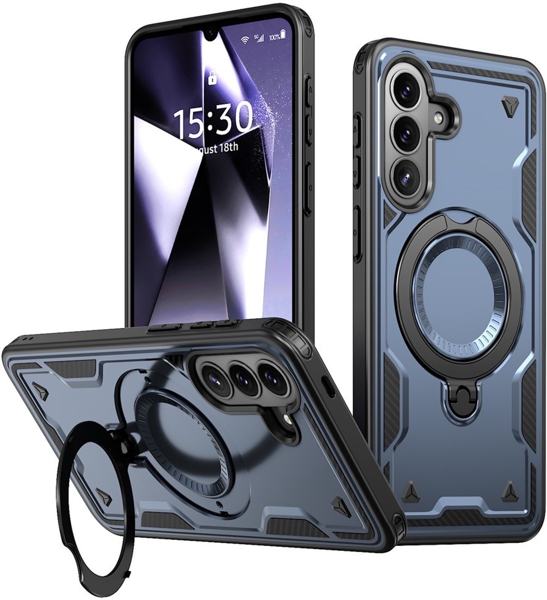 Coverup Hoesje - Geschikt voor Samsung Galaxy A57 Hoesje - Coverup Armor Back Cover met MagSafe Compatible Kickstand - Blauw