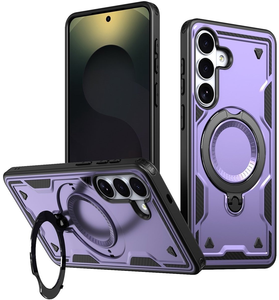 Coverup Hoesje - Geschikt voor Samsung Galaxy S26 Hoesje - Coverup Armor Back Cover met MagSafe Compatible Kickstand - Paars