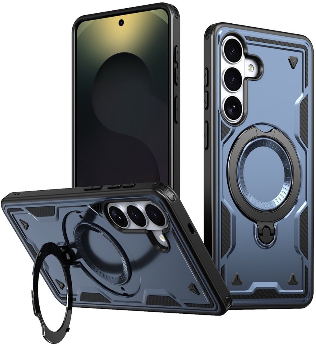 Coverup Hoesje - Geschikt voor Samsung Galaxy S26 Plus Hoesje - Coverup Armor Back Cover met MagSafe Compatible Kickstand - Blauw