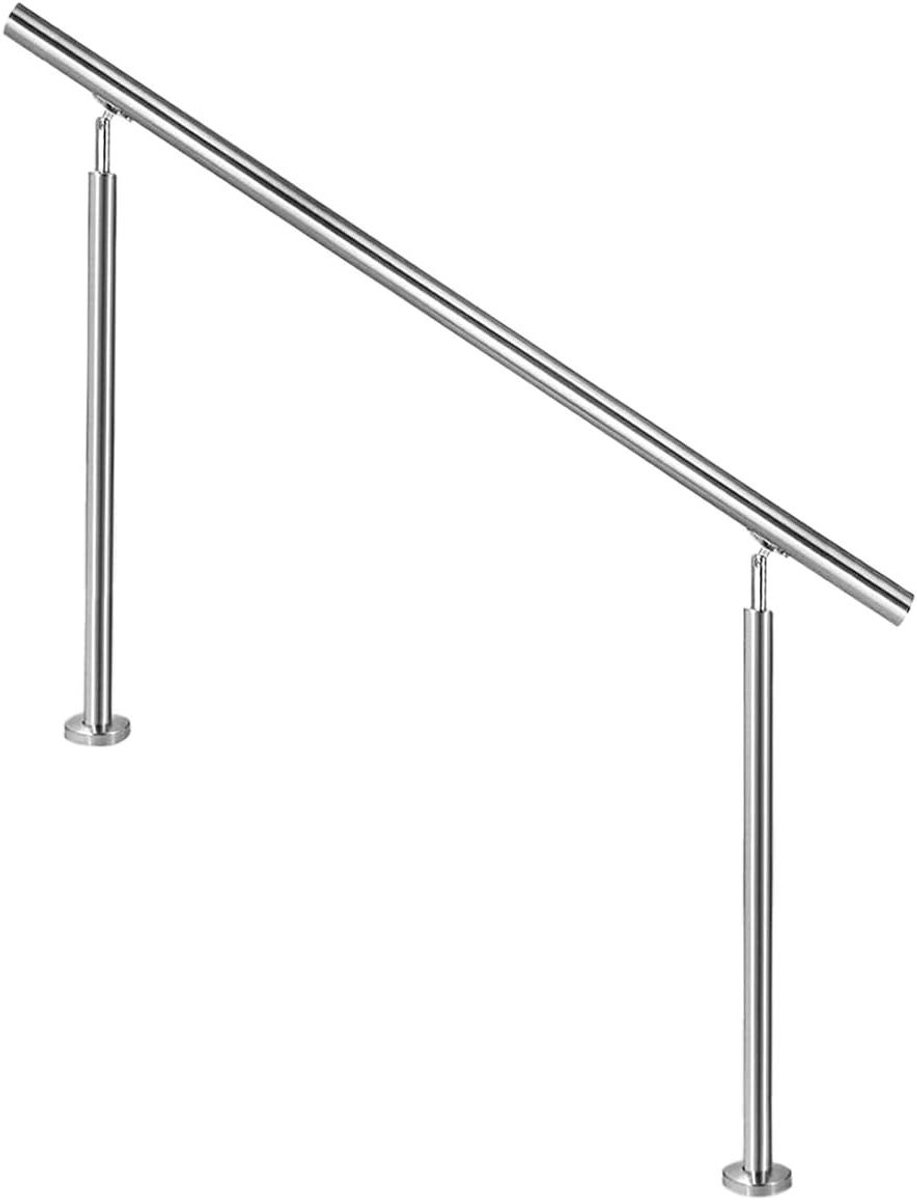 Roestvrijstalen leuning - Trap reling - Veilig traplopen - Zonder dwarsbalken - 100 cm - Zilver