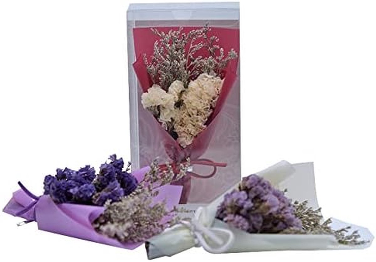 Gedroogde Bloemen - Natuurlijk Boeket - Decoratie - Verwelken Niet - 14 cm Hoog - Multicolor