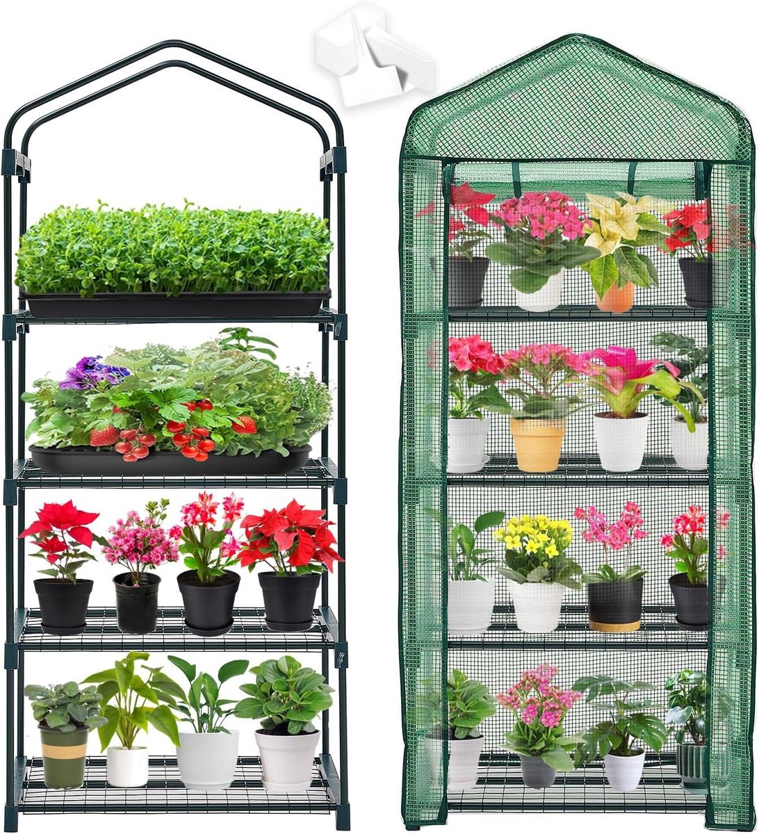 Mini kas - Kweekkas planten - Planten beschermen - Vastzetclips planken - 158 cm hoog - Groen