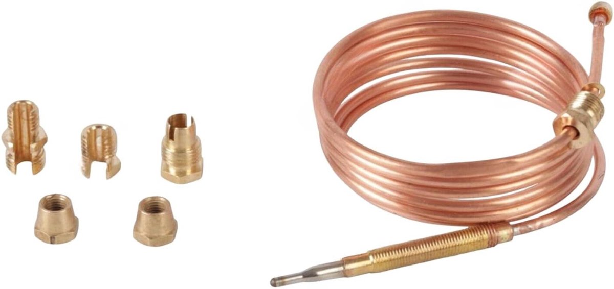 Universeel thermokoppel - Oven sensor - Kooktoestel reparatie - Verstelbare opzetstukken - 120 cm lengte - Zilver