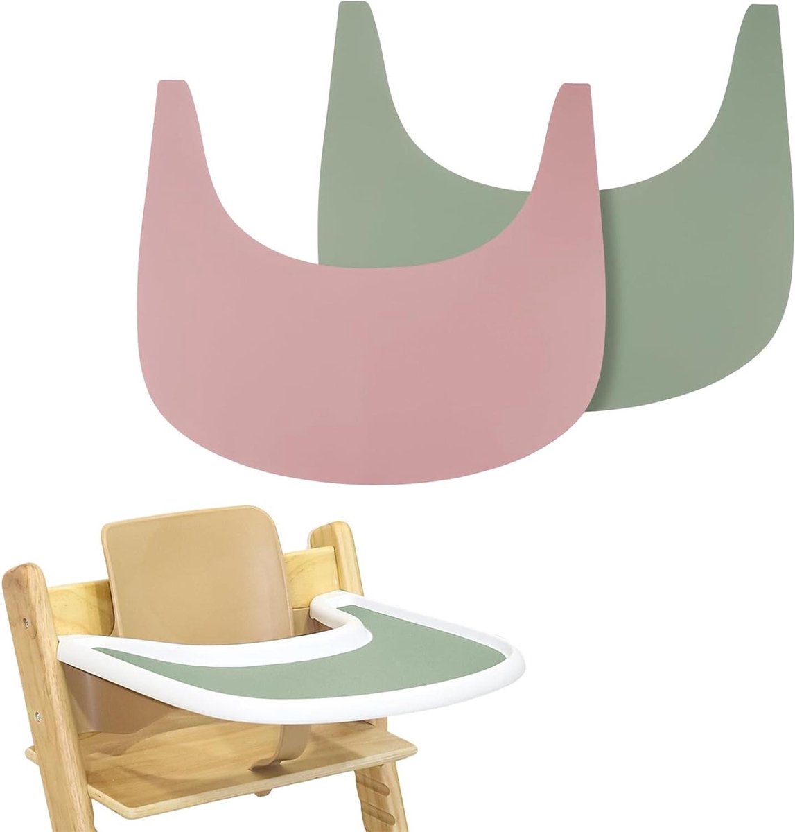 Kinderstoel Placemat - Stoelmat Baby - Eten Schoon Houden - Eendelig Ontwerp - 35x38.5 cm - Groen Roze