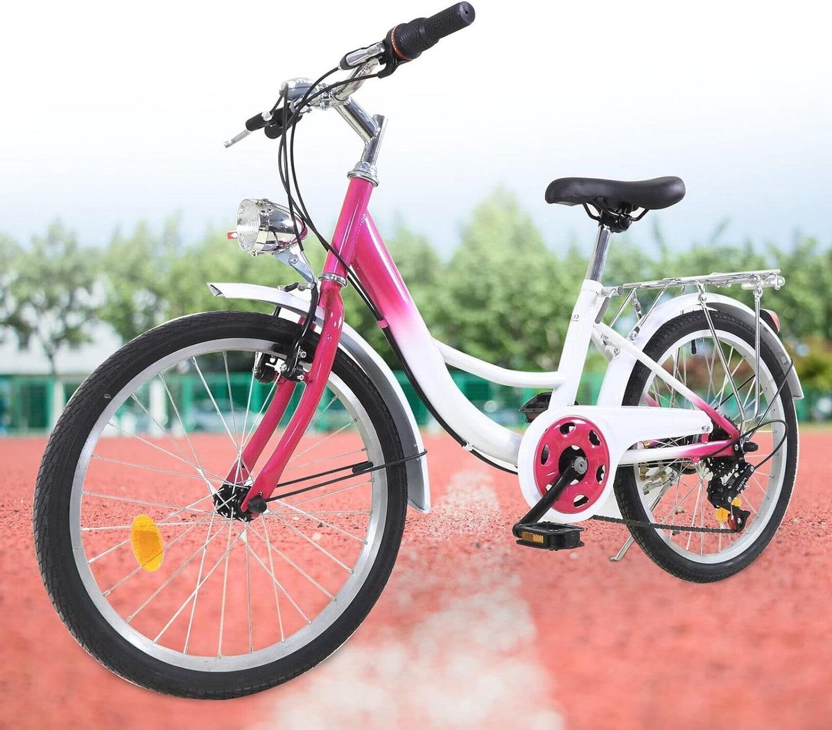 Kinderfiets - Meisjesfiets Mountainbike - Buiten Fietsen - 6 Versnellingen - 20 Inch - Roze Wit