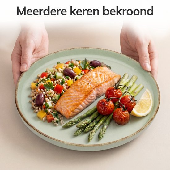 Pure Living Rustic Serviesset - Mintgroen - 24-Delig Voor 6 Personen - Massief Aardewerk - Landelijk Design - Magnetron & Vaatwasserbestendig — afbeelding 4